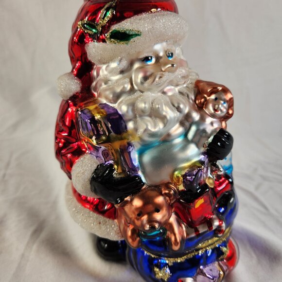 Hand Blown Mercury Glass SANTA CLAUSE Tea Light Candle Holder Handpainted 6" Vtg - Picture 15 of 15